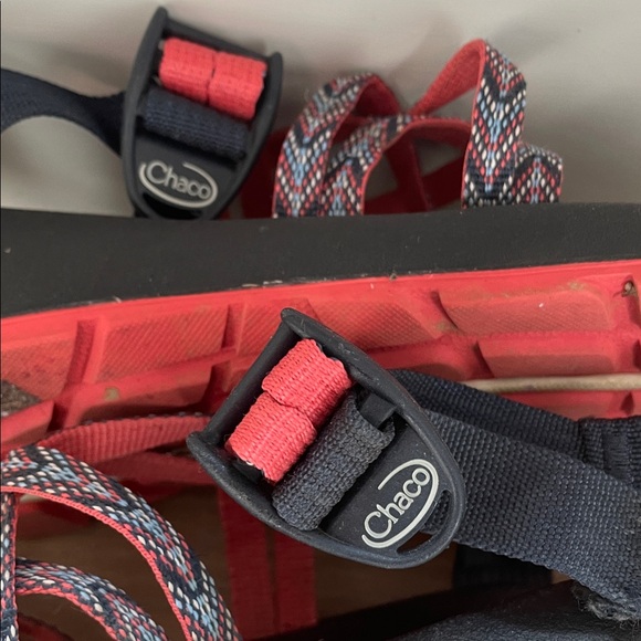 Chaco Black and Orange and Blue Strappy Sandals - Picture 3 of 8